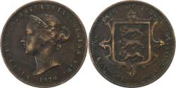 World Coins - Jersey, Victoria, 1/26 Shilling, 1870, London, Bronze,