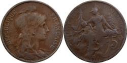 World Coins - France, 5 Centimes, Daniel-Dupuis, 1911, Paris, Bronze, , Gadoury:165