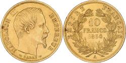 World Coins - France, Napoleon III, 10 Francs, 1854, Paris, Plain edge, Gold,