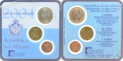 World Coins - San Marino, Set 1 ct, 10ct, 1€, 2004, Rome, Coin card.FDC,