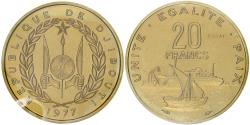 World Coins - Djibouti, 20 Francs, 1977, Monnaie de Paris, Pattern, Aluminum-Bronze