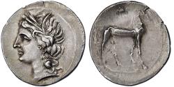 Ancient Coins - Bruttium, Carthaginian Occupation, 1/2 Shekel, ca. 216-211 BC, Silver