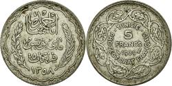 World Coins - Coin, Tunisia, Ahmad Pasha Bey, 5 Francs, 1939, Paris, , Silver, KM:264
