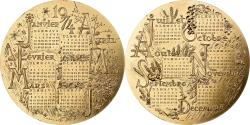 World Coins - France, Medal, Calendrier, Nouvelle Année, 1974, Bronze, Mauviel,