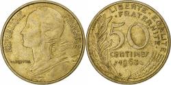 World Coins - France, 50 Centimes, Marianne, 1963, Paris, Aluminum-Bronze,