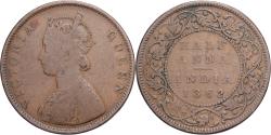 World Coins - British India, Victoria, 1/2 Anna, 1862, Copper, , KM:468