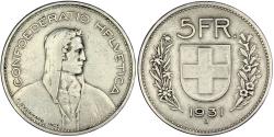 World Coins - Coin, Switzerland, 5 Francs, 1931, Bern, , Silver, KM:40