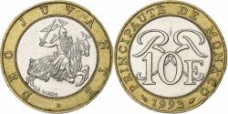 World Coins - Monaco, Rainier III, 10 Francs, 1993, Paris, Bi-Metallic,