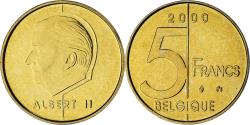 World Coins - Belgium, Albert II, 5 Francs, 5 Frank, 2000, série FDC,