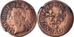 World Coins - Coin, France, Louis XIII, Double tournois de Warin, 1643, La Rochelle