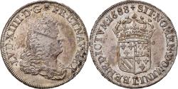 World Coins - France, Louis XIV, 1/4 Ecu de Flandre, 1688, Lille, Silver,