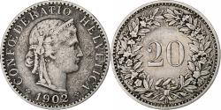 World Coins - Switzerland, 20 Rappen, Libertas, 1902, Bern, Nickel, , KM:29
