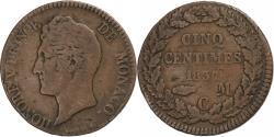World Coins - Monaco, Honore V, 5 Centimes, 1837, Monaco, Copper, , Gadoury:MC102