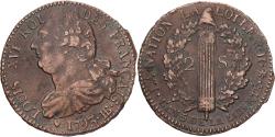 World Coins - France, 2 Sols, 2 sols français, 1793 / AN 5, Strasbourg, Bronze,