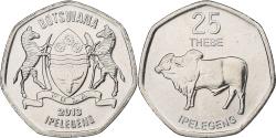 World Coins - Botswana, 25 Thebe, Brahman bull, 2013, Royal Canadian Mint, Nickel Clad Steel
