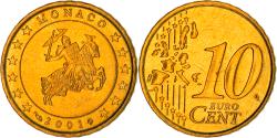 World Coins - Monaco, 10 Euro Cent, 2001, Paris, , Brass, KM:170