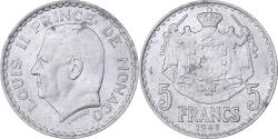 World Coins - Monaco, Louis II, 5 Francs, 1945, Aluminum, , KM:122