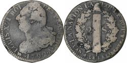 World Coins - France, Louis XVI, 2 sols François, 1792 / AN 4, Paris, Métal de cloche