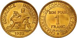 World Coins - Coin, France, Chambre de commerce, Franc, 1922, Paris, , Aluminum-Bronze