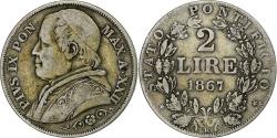 World Coins - ITALIAN STATES, PAPAL STATES, Pius IX, 2 Lire, 1867, Roma, , Silver