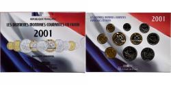 World Coins - France, Coffret 1 c. à 20 frs., 2001, MDP, BU,