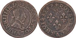 World Coins - France, Henri III, Double tournois, buste à droite; au col plat, 1589, Paris