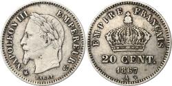 World Coins - France, Napoleon III, 20 Centimes, 1867, Paris, Silver, , Gadoury:309
