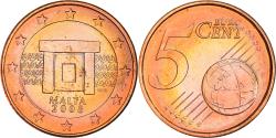 World Coins - Malta, 5 Euro Cent, Mnajdra Temple Altar, 2008, , Copper Plated Steel