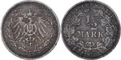 World Coins - Coin, GERMANY - EMPIRE, 1/2 Mark, 1918, Stuttgart, , Silver, KM:17