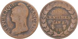 World Coins - Coin, France, Dupré, 5 Centimes, AN 8, Strasbourg, , Copper