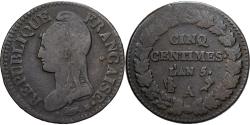 World Coins - France, 5 Centimes, Dupré, AN 5, Paris, Copper, , Gadoury:126