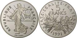 World Coins - France, 5 Francs, Semeuse, 1991, Paris, Proof, Nickel Clad Copper-Nickel