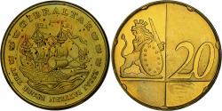 World Coins - Gibraltar, 20 Euro Cent, Fantasy euro patterns, Essai-Trial, Proof, 2004, Brass