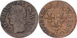 World Coins - France, Louis XIII, Double tournois de Warin, 1642, La Rochelle, Copper