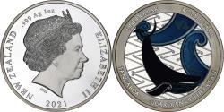 World Coins - New Zealand, 1 Dollar, 1 Oz, Tangaroa, 2021, proof 1 Oz coloré, Silver