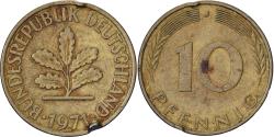 World Coins - Federal Republic of Germany, 10 Pfennig, 1971, Hambourg, Brass Clad Steel