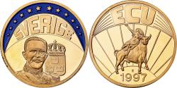 World Coins - Sweden, Medal, Ecu Europa, 1997, Copper Gilt,