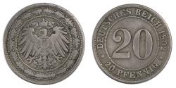 World Coins - Coin, GERMANY - EMPIRE, 20 Pfennig, 1892, Munich, , Copper-nickel