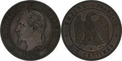 World Coins - France, Napoleon III, 10 Centimes, 1863, Strasbourg, Bronze,
