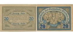 World Coins - Banknote, Austria, Gurten, 20 Heller, personnage, 1920 UNC(63) Mehl:FS 312c