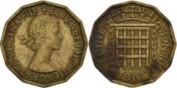 World Coins - Coin, Great Britain, Elizabeth II, 3 Pence, 1961, , Nickel-brass