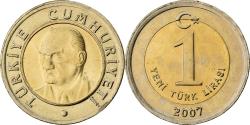 World Coins - Turkey, 1 Livre, 2007, Bimetallic,