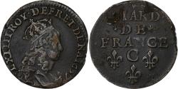 World Coins - France, Louis XIV, Liard de France, 1657, Caen, Copper, , C2G:54