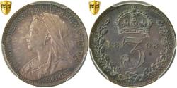 World Coins - Coin, Great Britain, Victoria, 3 Pence, 1896, PCGS, PL66, Silver, KM:777