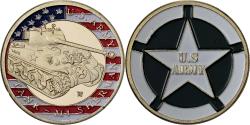 World Coins - France, Medal, U.S tank - M4 Sherman, Steel, Colourized,