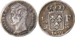 World Coins - Coin, France, Charles X, 1/4 Franc, 1830, Bordeaux, , Silver, KM:722.7