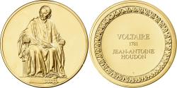 World Coins - France, Medal, Voltaire, Jean-Antoine Houdon, Gilt Bronze,