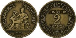 World Coins - France, 2 Francs, Chambre de commerce, 1921, Paris, Aluminum-Bronze,