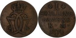World Coins - Denmark, Christian VII, Skilling danske, 1771, Copenhagen, Copper,