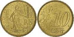 World Coins - France, 10 Euro Cent, 1999, Paris, Nordic gold,
